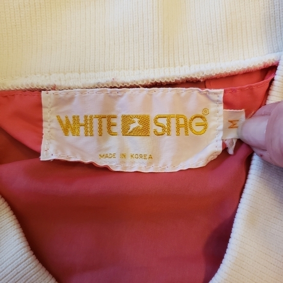 Vintage White Stag Windbreaker M Pink & White Unlined - Picture 3 of 14